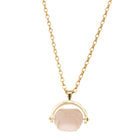 9ct Yellow Gold Rose Quartz Spinner Pendant With Chain - Necklace - Walker & Hall