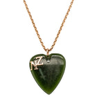 Vintage 9ct Rose Gold Greenstone Heart Pendant - Necklace - Walker & Hall