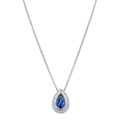 18ct White Gold 1.28ct Sapphire & Diamond Isla Pendant - Necklace - Walker & Hall
