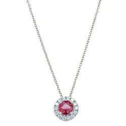 18ct White Gold 1.07ct Ruby & Diamond Pendant - Necklace - Walker & Hall
