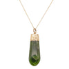 Vintage 9ct Yellow Gold Greenstone Drop Pendant With Chain - Necklace - Walker & Hall
