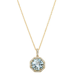18ct Yellow Gold 3.50ct Aquamarine & Diamond Sierra Pendant - Necklace - Walker & Hall