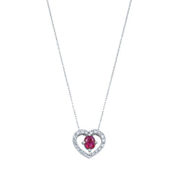 Deja Vu 18ct White Gold .46ct Ruby & Diamond Heart Pendant - Necklace - Walker & Hall