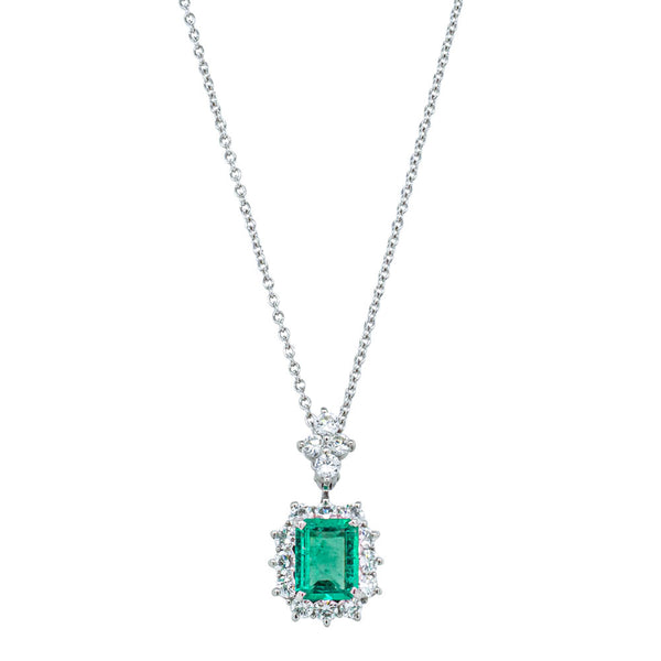 Deja Vu Platinum .94ct Emerald & Diamond Pendant - Necklace - Walker & Hall