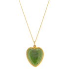 Vintage 15ct Yellow Gold Nephrite Heart Pendant With Chain - Necklace - Walker & Hall