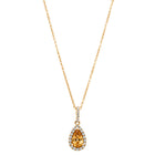 18ct Yellow Gold 1.28ct Golden Sapphire & Diamond Pendant - Necklace - Walker & Hall