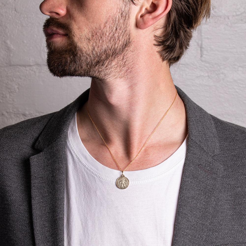 Croix + Mini St Christopher Pendant Necklace, Gold Vermeil | Men's Necklaces  | Miansai