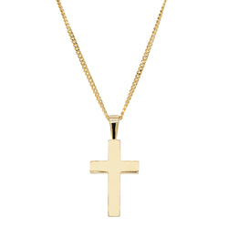 9ct Yellow Gold Cross Pendant With Curb Chain - Necklace - Walker & Hall