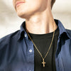 9ct Yellow Gold Cross Pendant With Curb Chain - Necklace - Walker & Hall