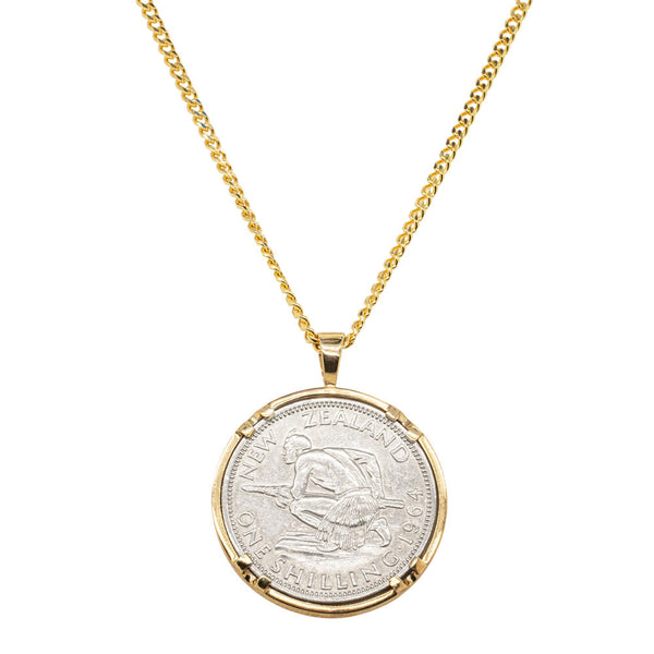9ct Yellow Gold Shilling Coin Pendant - Necklace - Walker & Hall