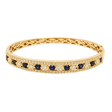 18ct Yellow Gold Sapphire & Diamond Cecelia Bangle-Bracelet-Walker & Hall
