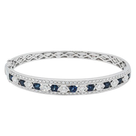18ct White Gold Sapphire & Diamond Cecelia Bangle-Bracelet-Walker & Hall