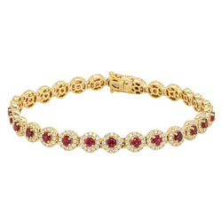 18ct Yellow Gold 3.87ct Ruby & Diamond Eclipse Bracelet - Bracelet - Walker & Hall