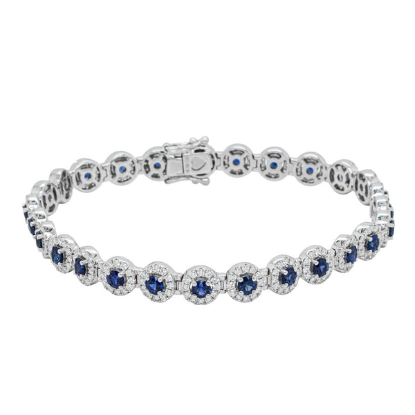 18ct White Gold 3.62ct Sapphire & Diamond Eclipse Bracelet - Bracelet - Walker & Hall