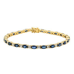 18ct Yellow Gold 6.08ct Sapphire & Diamond Tennis Bracelet - Bracelet - Walker & Hall
