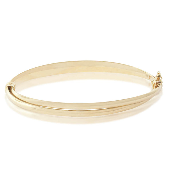 9ct Yellow Gold Crossover Hinged Bangle - Walker & Hall