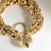 Vintage 9ct Yellow Gold & .25ct Diamond Bracelet With Heart Padlock - Walker & Hall