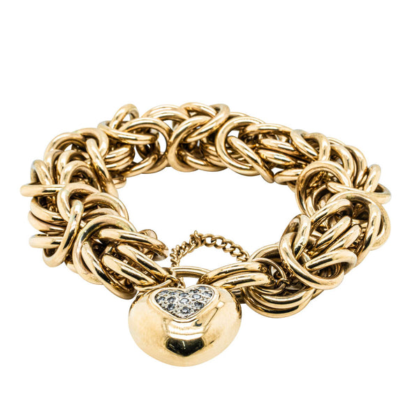 Vintage 9ct Yellow Gold .25ct Diamond Bracelet With Heart Padlock - Bracelet - Walker & Hall