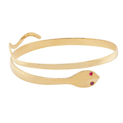 Deja Vu 22ct Yellow Gold and Synthetic Ruby Snake Armlet - Walker & Hall