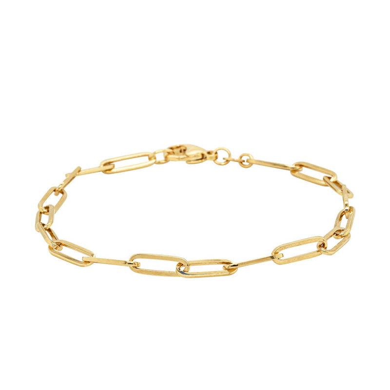 18ct Yellow Gold Paperclip Link Bracelet-Bracelet-Walker & Hall