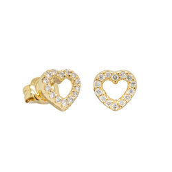 9ct Yellow Gold Diamond Heart Studs - Earrings - Walker & Hall