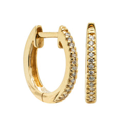 9ct Yellow Gold Diamond Huggie Earrings - Earrings - Walker & Hall