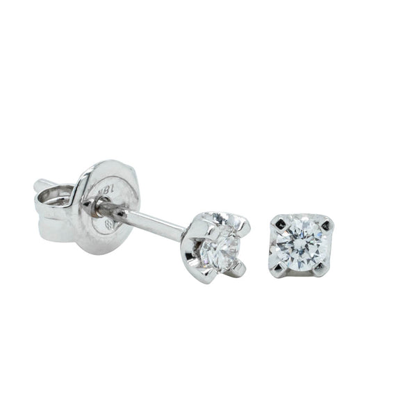 18ct White Gold .12ct Diamond Studs - Earrings - Walker & Hall