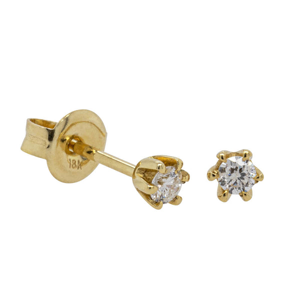 18ct Yellow Gold .12ct Diamond Stud Earrings - Walker & Hall