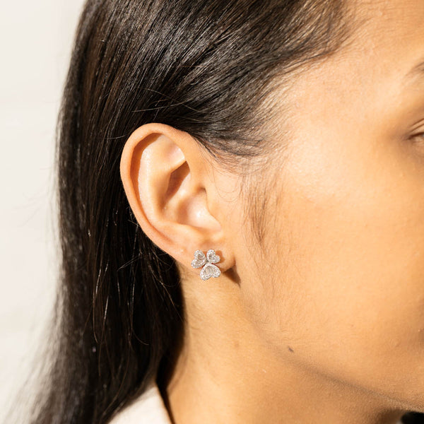 18ct White Gold .80ct Diamond Clover Earrings - Earrings - Walker & Hall