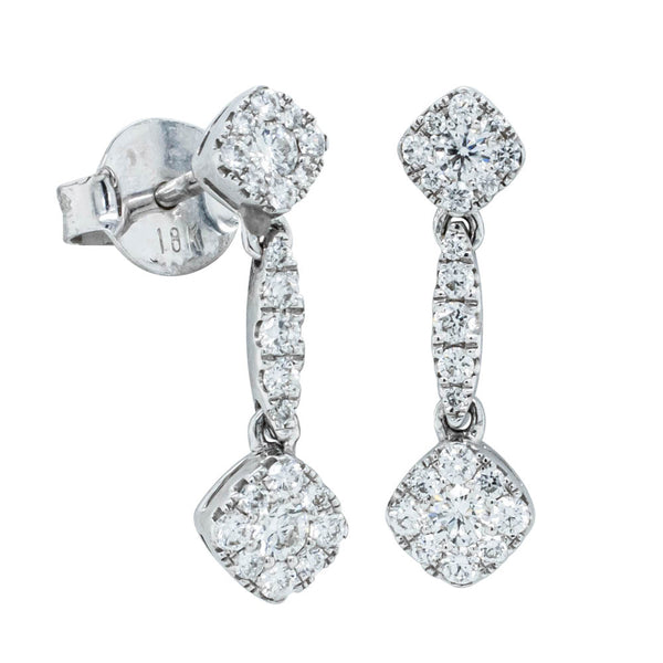 18ct White Gold .43ct Diamond Drop Earrings - Earrings - Walker & Hall