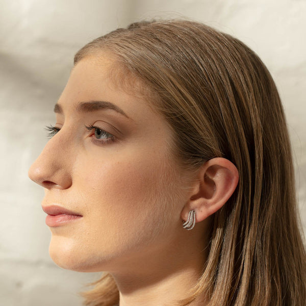 18ct White Gold .19ct Diamond Hoop Earrings - Earrings - Walker & Hall