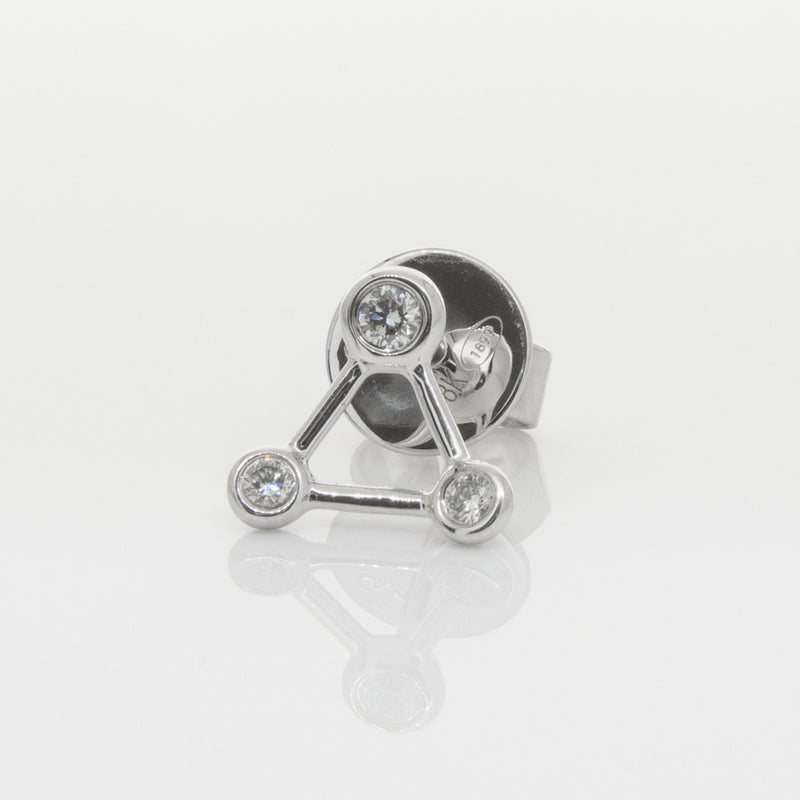 18ct White Gold & Diamond Single Water Element Earring-Earrings-Walker & Hall