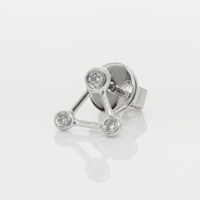 18ct White Gold & Diamond Single Water Element Earring-Earrings-Walker & Hall