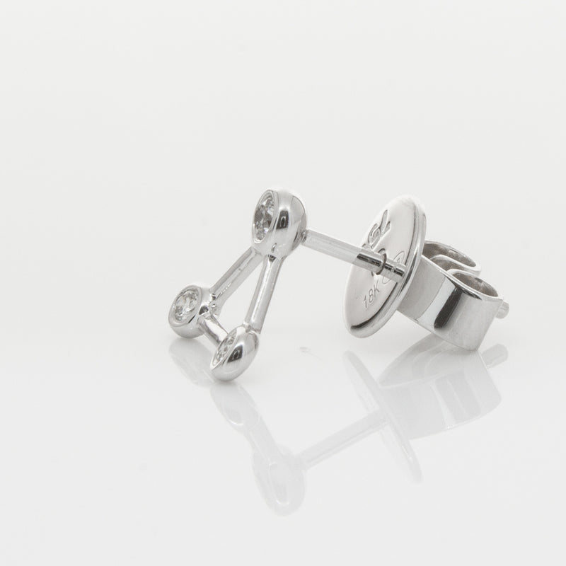 18ct White Gold & Diamond Single Water Element Earring-Earrings-Walker & Hall