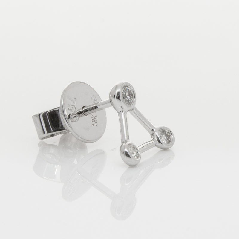 18ct White Gold & Diamond Single Water Element Earring-Earrings-Walker & Hall