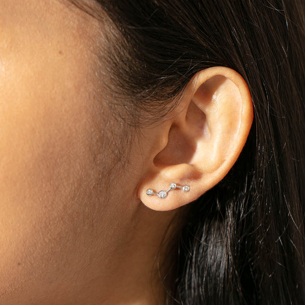 18ct White Gold & Diamond Single Air Element Earring - Earrings - Walker & Hall