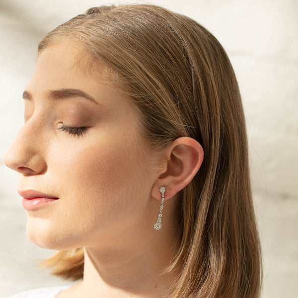 18ct White Gold 1.88ct Diamond Drop Earrings - Earrings - Walker & Hall