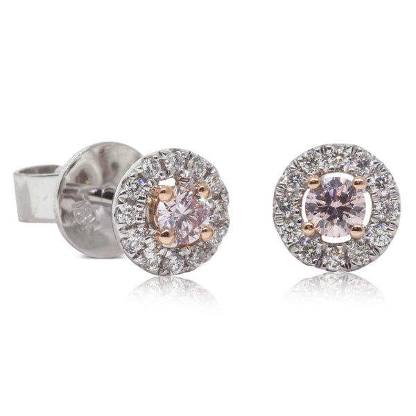 18ct White Gold .16ct Fancy Pink Diamond Earrings - Walker & Hall