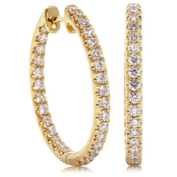 18ct Yellow Gold 1.28ct Diamond Hoop Earrings - Walker & Hall