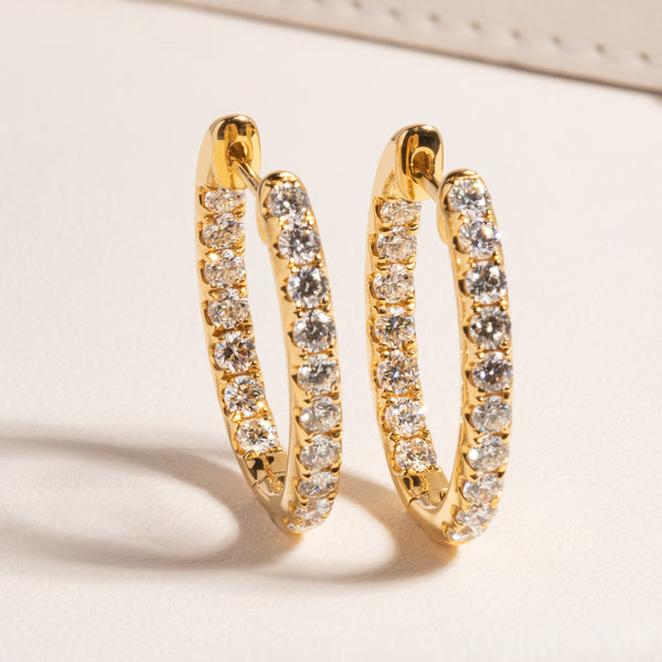 18ct Yellow Gold 1.50ct Diamond Jupiter Hoop Earrings - Walker & Hall