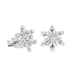 9ct White Gold .15ct Diamond Snowflake Studs - Earrings - Walker & Hall