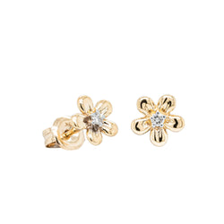 9ct Yellow Gold .04ct Diamond Flower Stud Earrings - Earrings - Walker & Hall