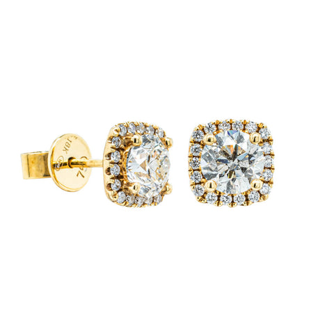 18ct Yellow Gold 2.01ct Diamond Peony Earrings-Earrings-Walker & Hall