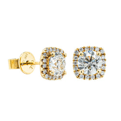 18ct Yellow Gold 2.01ct Diamond Peony Earrings - Earrings - Walker & Hall