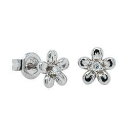 9ct White Gold .04ct Diamond Flower Stud Earrings - Earrings - Walker & Hall