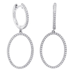 9ct White Gold .39ct Diamond Oval Drop Earrings - Earrings - Walker & Hall