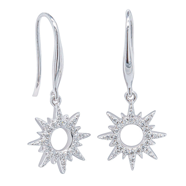 14ct White Gold .13ct Diamond Sol Earrings - Earrings - Walker & Hall