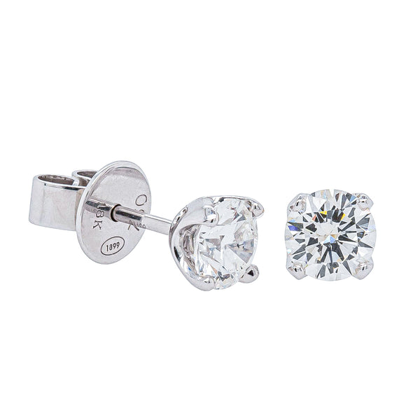 18ct White Gold 1.01ct Reclaimed Diamond Blossom Earrings - Earrings - Walker & Hall