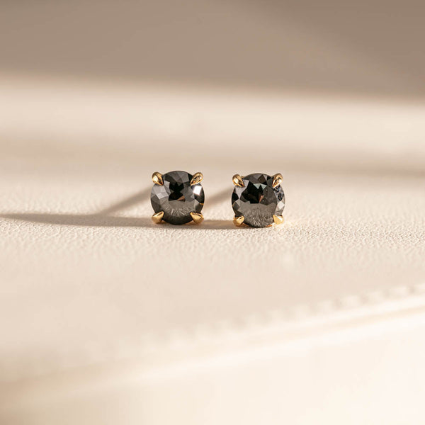 18ct Yellow Gold 1.25ct Black Diamond Stud Earrings - Walker & Hall