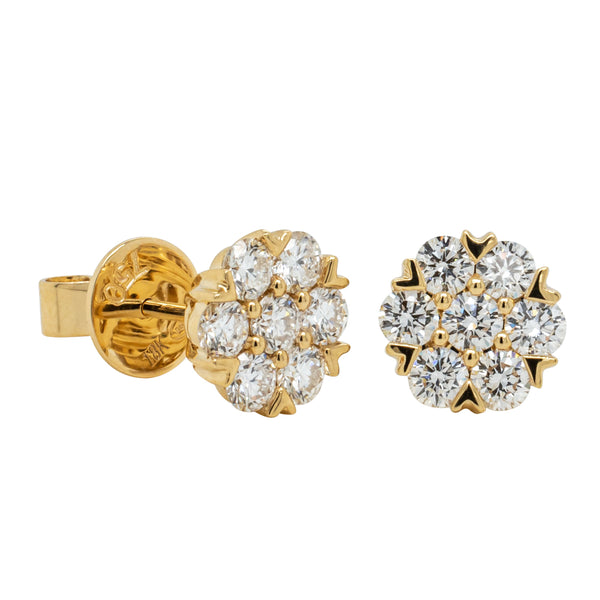18ct Yellow Gold 1.35ct Diamond Lotus Stud Earrings - Earrings - Walker & Hall